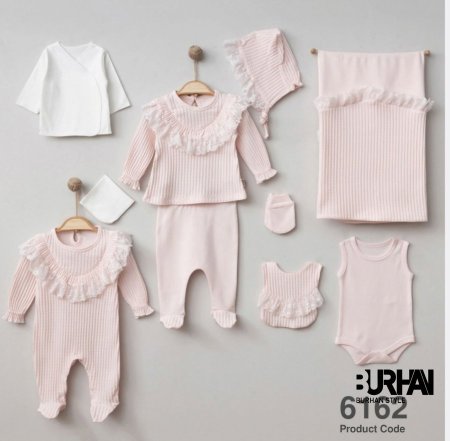 طقم مشفى قطن دانتيل مع ببيونة